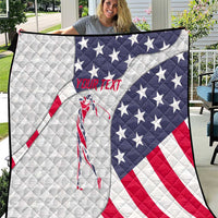 Personalized American Flag Golf Quilt Female Silhouette and Red White Blue Golf Bag Graphic - Wonder Print Shop