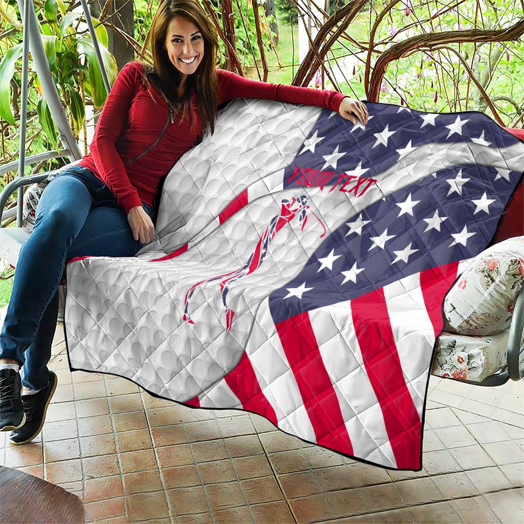 Personalized American Flag Golf Quilt Female Silhouette and Red White Blue Golf Bag Graphic - Wonder Print Shop