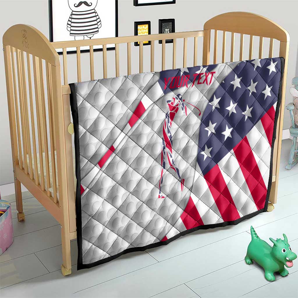 Personalized American Flag Golf Quilt Female Silhouette and Red White Blue Golf Bag Graphic - Wonder Print Shop