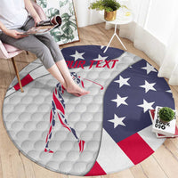 Personalized American Flag Golf Round Carpet Female Silhouette and Red White Blue Golf Bag Graphic - Wonder Print Shop