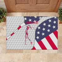 Personalized American Flag Golf Rubber Doormat Female Silhouette and Red White Blue Golf Bag Graphic - Wonder Print Shop
