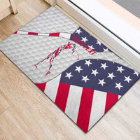 Personalized American Flag Golf Rubber Doormat Female Silhouette and Red White Blue Golf Bag Graphic - Wonder Print Shop