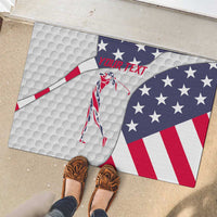 Personalized American Flag Golf Rubber Doormat Female Silhouette and Red White Blue Golf Bag Graphic - Wonder Print Shop