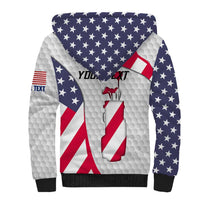 Personalized American Flag Golf Sherpa Hoodie Female Silhouette and Red White Blue Golf Bag Graphic - Wonder Print Shop