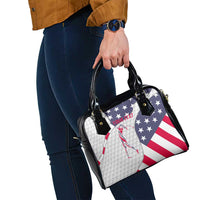 Personalized American Flag Golf Shoulder Handbag Female Silhouette and Red White Blue Golf Bag Graphic - Wonder Print Shop