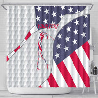 Personalized American Flag Golf Shower Curtain Female Silhouette and Red White Blue Golf Bag Graphic - Wonder Print Shop