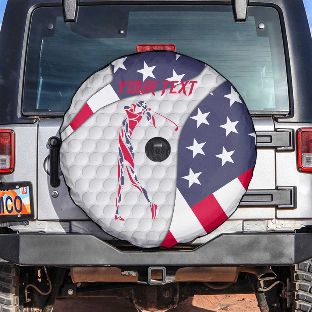 Personalized American Flag Golf Spare Tire Cover Female Silhouette and Red White Blue Golf Bag Graphic - Wonder Print Shop