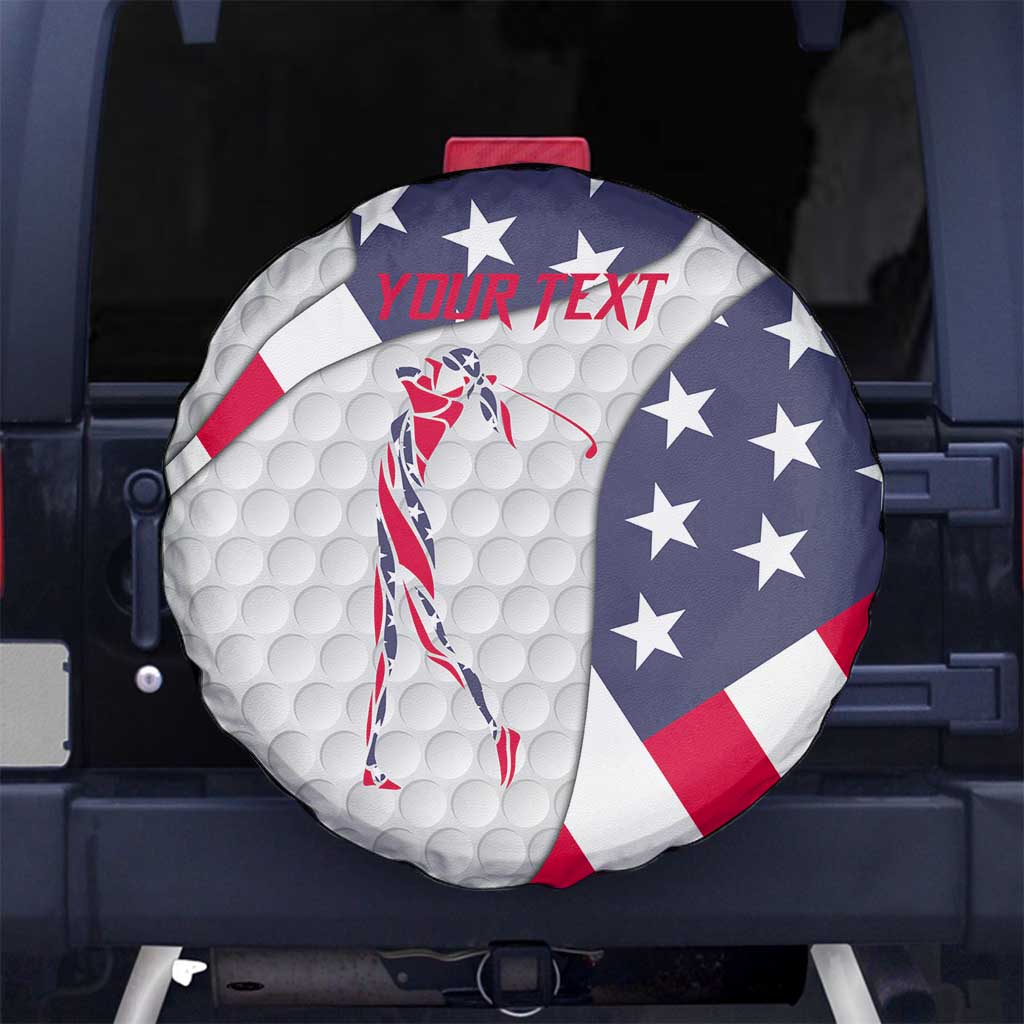 Personalized American Flag Golf Spare Tire Cover Female Silhouette and Red White Blue Golf Bag Graphic - Wonder Print Shop
