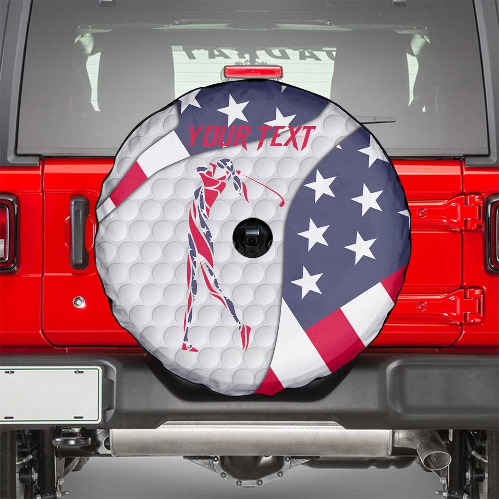 Personalized American Flag Golf Spare Tire Cover Female Silhouette and Red White Blue Golf Bag Graphic - Wonder Print Shop