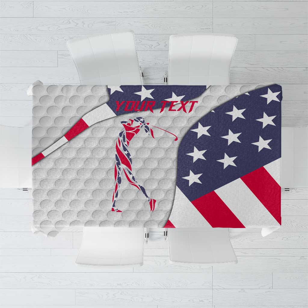 Personalized American Flag Golf Tablecloth Female Silhouette and Red White Blue Golf Bag Graphic - Wonder Print Shop
