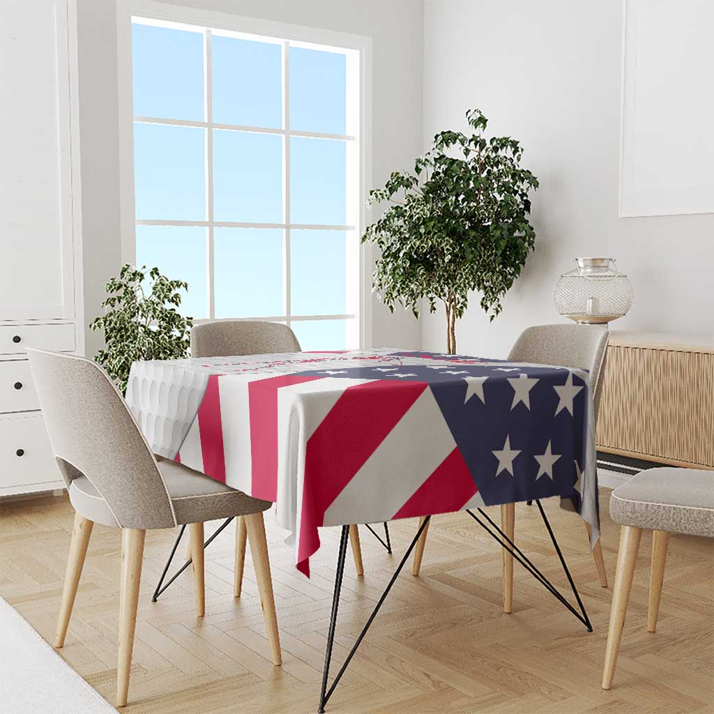 Personalized American Flag Golf Tablecloth Female Silhouette and Red White Blue Golf Bag Graphic - Wonder Print Shop