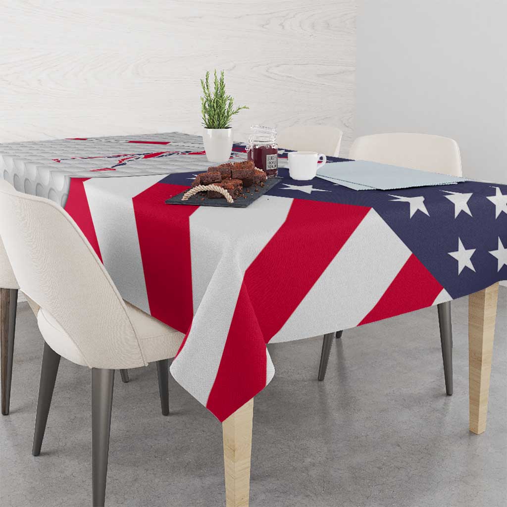 Personalized American Flag Golf Tablecloth Female Silhouette and Red White Blue Golf Bag Graphic - Wonder Print Shop