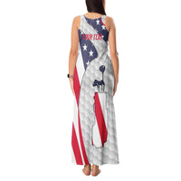 Personalized American Flag Golf Tank Maxi Dress Female Silhouette and Red White Blue Golf Bag Graphic - Wonder Print Shop