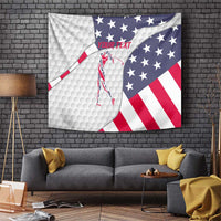 Personalized American Flag Golf Tapestry Female Silhouette and Red White Blue Golf Bag Graphic - Wonder Print Shop