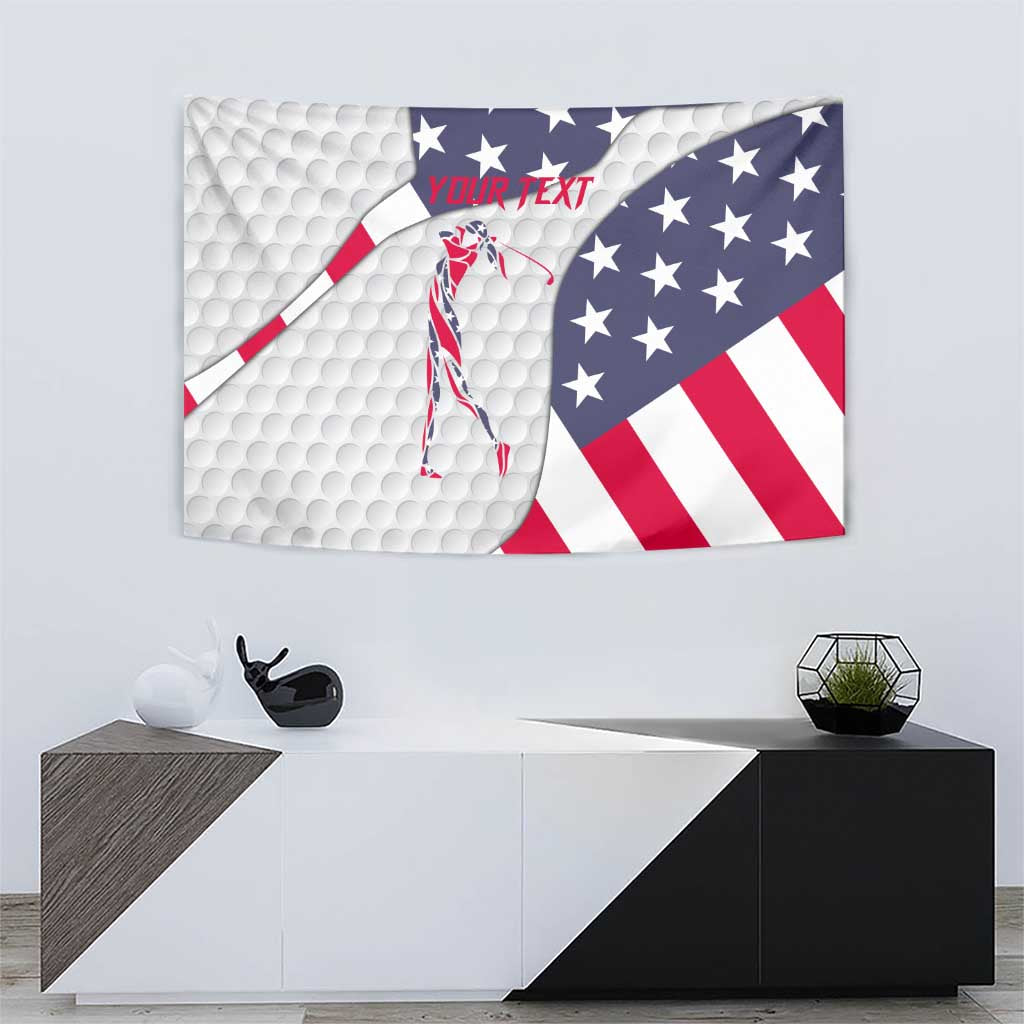 Personalized American Flag Golf Tapestry Female Silhouette and Red White Blue Golf Bag Graphic - Wonder Print Shop