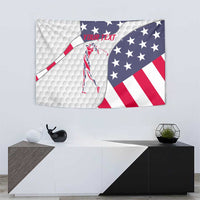 Personalized American Flag Golf Tapestry Female Silhouette and Red White Blue Golf Bag Graphic - Wonder Print Shop
