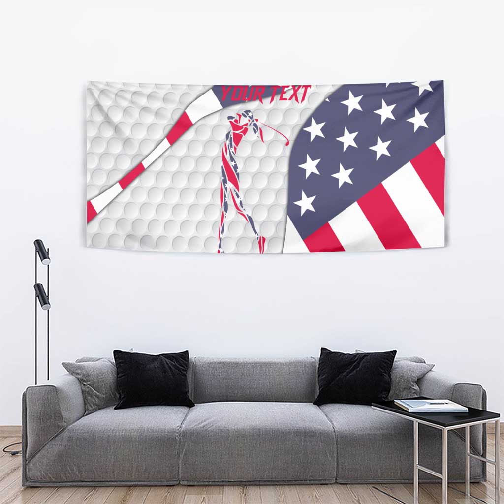 Personalized American Flag Golf Tapestry Female Silhouette and Red White Blue Golf Bag Graphic - Wonder Print Shop