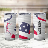 Personalized American Flag Golf Tumbler Cup Female Silhouette and Red White Blue Golf Bag Graphic - Wonder Print Shop