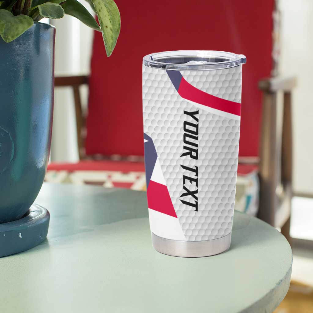 Personalized American Flag Golf Tumbler Cup Female Silhouette and Red White Blue Golf Bag Graphic - Wonder Print Shop
