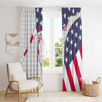 Personalized American Flag Golf Window Curtain Female Silhouette and Red White Blue Golf Bag Graphic - Wonder Print Shop