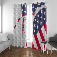 Personalized American Flag Golf Window Curtain Female Silhouette and Red White Blue Golf Bag Graphic - Wonder Print Shop
