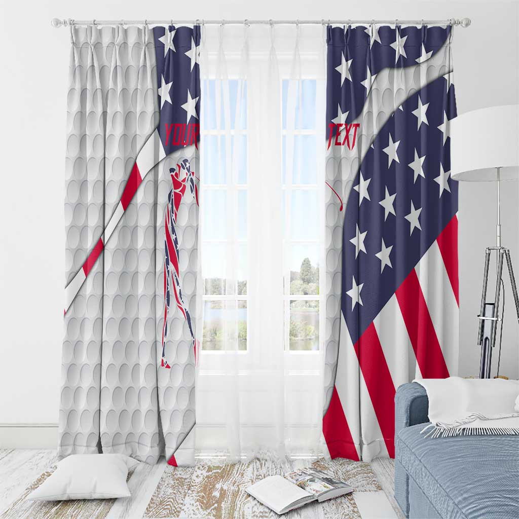 Personalized American Flag Golf Window Curtain Female Silhouette and Red White Blue Golf Bag Graphic - Wonder Print Shop