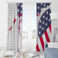 Personalized American Flag Golf Window Curtain Female Silhouette and Red White Blue Golf Bag Graphic - Wonder Print Shop