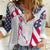 Personalized American Flag Golf Women Casual Shirt Female Silhouette and Red White Blue Golf Bag Graphic - Wonder Print Shop