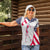 Personalized American Flag Golf Women Polo Shirt Female Silhouette and Red White Blue Golf Bag Graphic - Wonder Print Shop