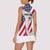 Personalized American Flag Golf Women Sleeveless Polo Shirt Female Silhouette and Red White Blue Golf Bag Graphic - Wonder Print Shop