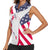 Personalized American Flag Golf Women Sleeveless Polo Shirt Female Silhouette and Red White Blue Golf Bag Graphic - Wonder Print Shop