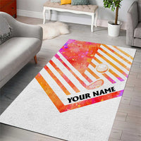 USA Golf Design Area Rug Watercolor Female Silhouette and Orange Gradient Flag and Ball Pattern - Wonder Print Shop