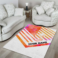 USA Golf Design Area Rug Watercolor Female Silhouette and Orange Gradient Flag and Ball Pattern - Wonder Print Shop