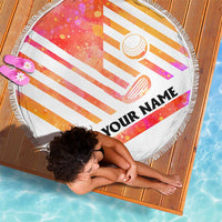 USA Golf Design Beach Blanket Watercolor Female Silhouette and Orange Gradient Flag and Ball Pattern - Wonder Print Shop