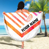 USA Golf Design Beach Blanket Watercolor Female Silhouette and Orange Gradient Flag and Ball Pattern - Wonder Print Shop