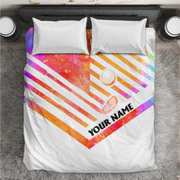 USA Golf Design Bedding Set Watercolor Female Silhouette and Orange Gradient Flag and Ball Pattern - Wonder Print Shop
