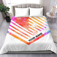USA Golf Design Bedding Set Watercolor Female Silhouette and Orange Gradient Flag and Ball Pattern - Wonder Print Shop