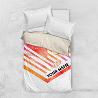 USA Golf Design Bedding Set Watercolor Female Silhouette and Orange Gradient Flag and Ball Pattern - Wonder Print Shop