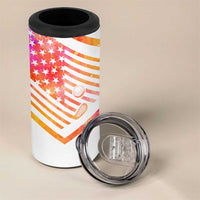 USA Golf Design 4 in 1 Can Cooler Tumbler Watercolor Female Silhouette and Orange Gradient Flag and Ball Pattern - Wonder Print Shop
