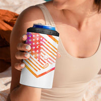 USA Golf Design 4 in 1 Can Cooler Tumbler Watercolor Female Silhouette and Orange Gradient Flag and Ball Pattern - Wonder Print Shop