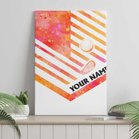 USA Golf Design Canvas Wall Art Watercolor Female Silhouette and Orange Gradient Flag and Ball Pattern - Wonder Print Shop