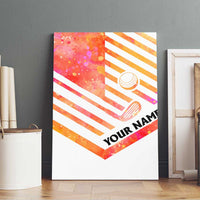 USA Golf Design Canvas Wall Art Watercolor Female Silhouette and Orange Gradient Flag and Ball Pattern - Wonder Print Shop