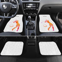 USA Golf Design Car Mats Watercolor Female Silhouette and Orange Gradient Flag and Ball Pattern - Wonder Print Shop