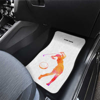 USA Golf Design Car Mats Watercolor Female Silhouette and Orange Gradient Flag and Ball Pattern - Wonder Print Shop