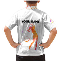 USA Golf Design Family Matching Mermaid Dress and Hawaiian Shirt Watercolor Female Silhouette and Orange Gradient Flag and Ball Pattern - Wonder Print Shop