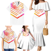 USA Golf Design Family Matching Mermaid Dress and Hawaiian Shirt Watercolor Female Silhouette and Orange Gradient Flag and Ball Pattern - Wonder Print Shop