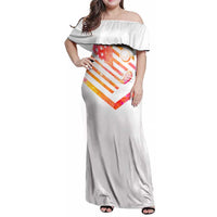 USA Golf Design Family Matching Off Shoulder Maxi Dress and Hawaiian Shirt Watercolor Female Silhouette and Orange Gradient Flag and Ball Pattern - Wonder Print Shop