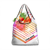 USA Golf Design Grocery Bag Watercolor Female Silhouette and Orange Gradient Flag and Ball Pattern - Wonder Print Shop