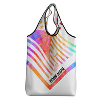 USA Golf Design Grocery Bag Watercolor Female Silhouette and Orange Gradient Flag and Ball Pattern - Wonder Print Shop