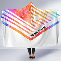 USA Golf Design Hooded Blanket Watercolor Female Silhouette and Orange Gradient Flag and Ball Pattern - Wonder Print Shop